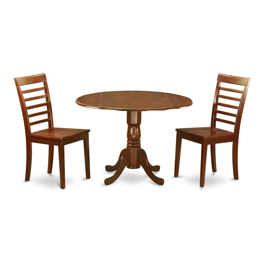 DLML3-E0C-4 3-Piece Dining Set Convertible Top Table & Two Chairs, 42x42, Rich Red Finish