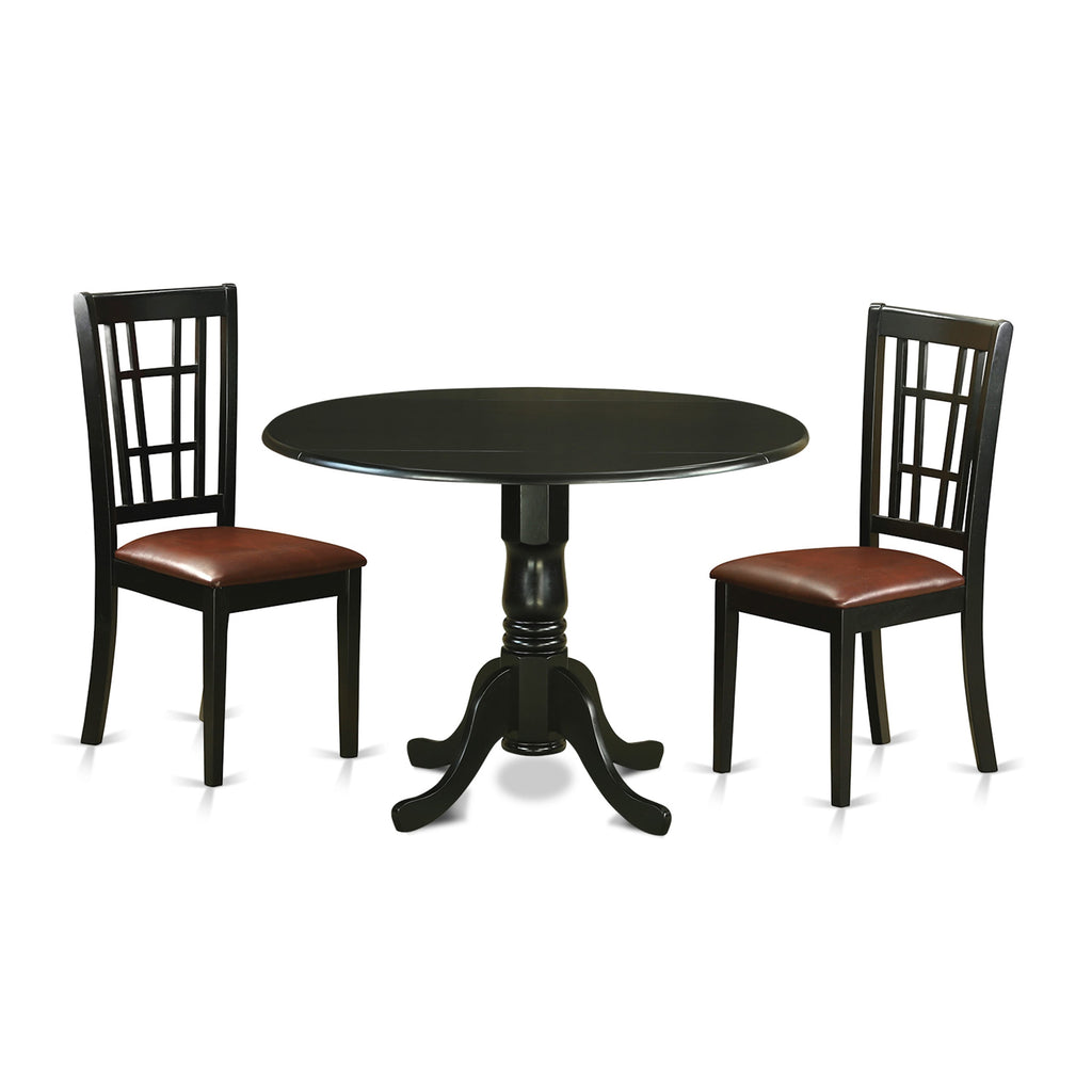 DLNI3-CHA-RJ Series 3-Piece Space-Saving Dining Ensemble with Drop Leaf & Cushioned Chairs