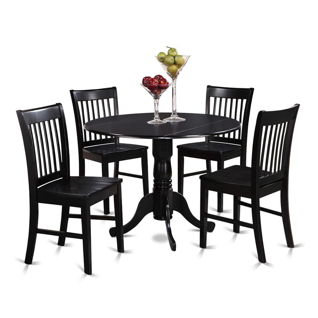 DLNO5-BJL-Z 5-Piece Round Dropleaf Dining Set with Chairs, 42x42 for Kitchen Elegance