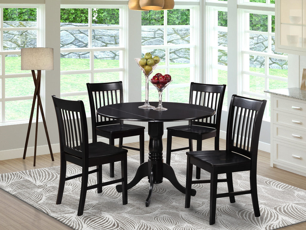 DLNO5-BJL-Z 5-Piece Round Dropleaf Dining Set with Chairs, 42x42 for Kitchen Elegance