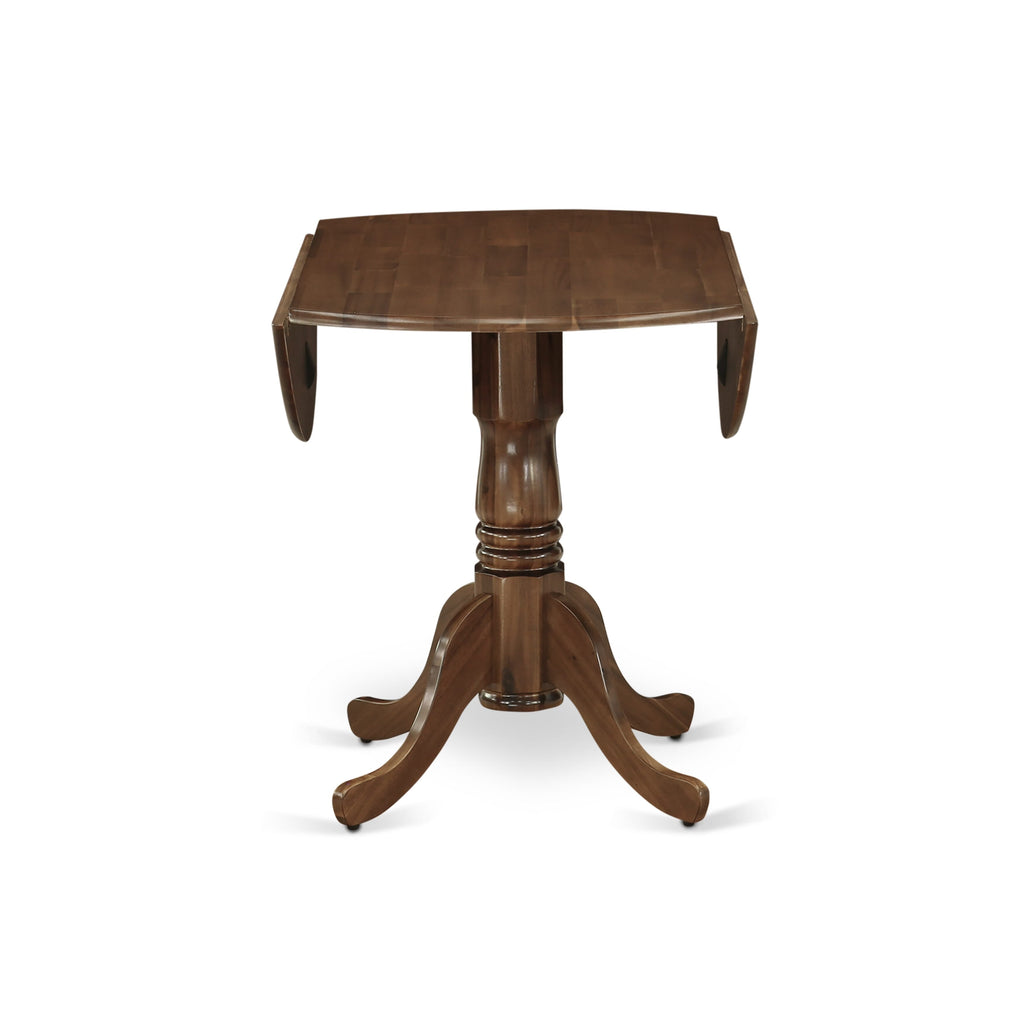 DLX25-BGR-M3 5-Piece Round Dining Room Set with Textured Faux Leather Chairs and Walnut Table