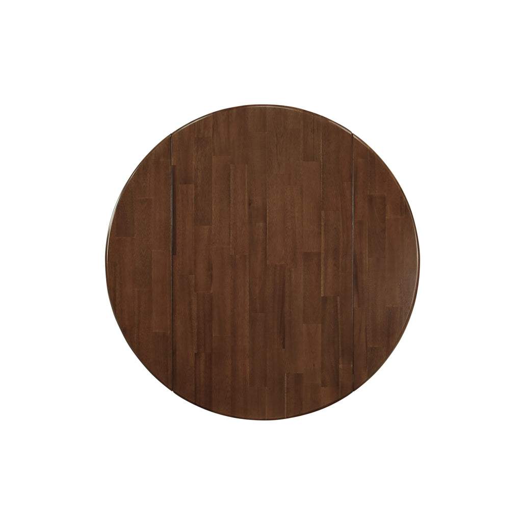 DLT-AC9-V9 Round Solid Wood Dining Table with Dropleaf & Pedestal Base, 42x42'' Walnut Finish