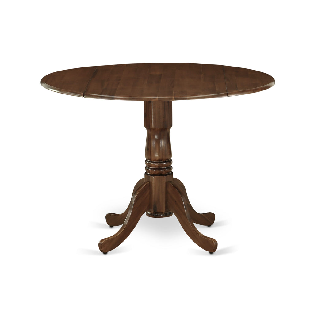 DLT-AC9-V9 Round Solid Wood Dining Table with Dropleaf & Pedestal Base, 42x42'' Walnut Finish