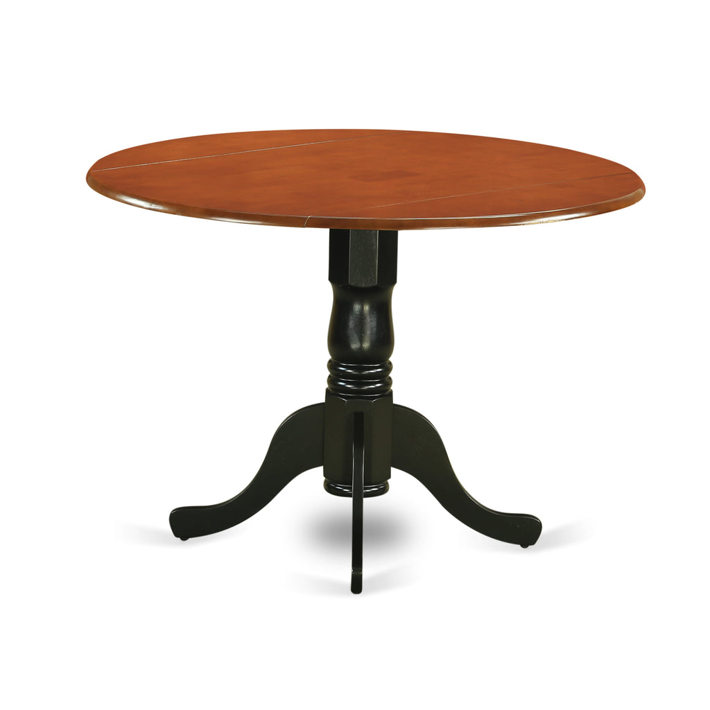 Experience Elegant Dining with DLT-BSN-M9 Round Pedestal Table, 42 Black Cherry Dropleaf Design