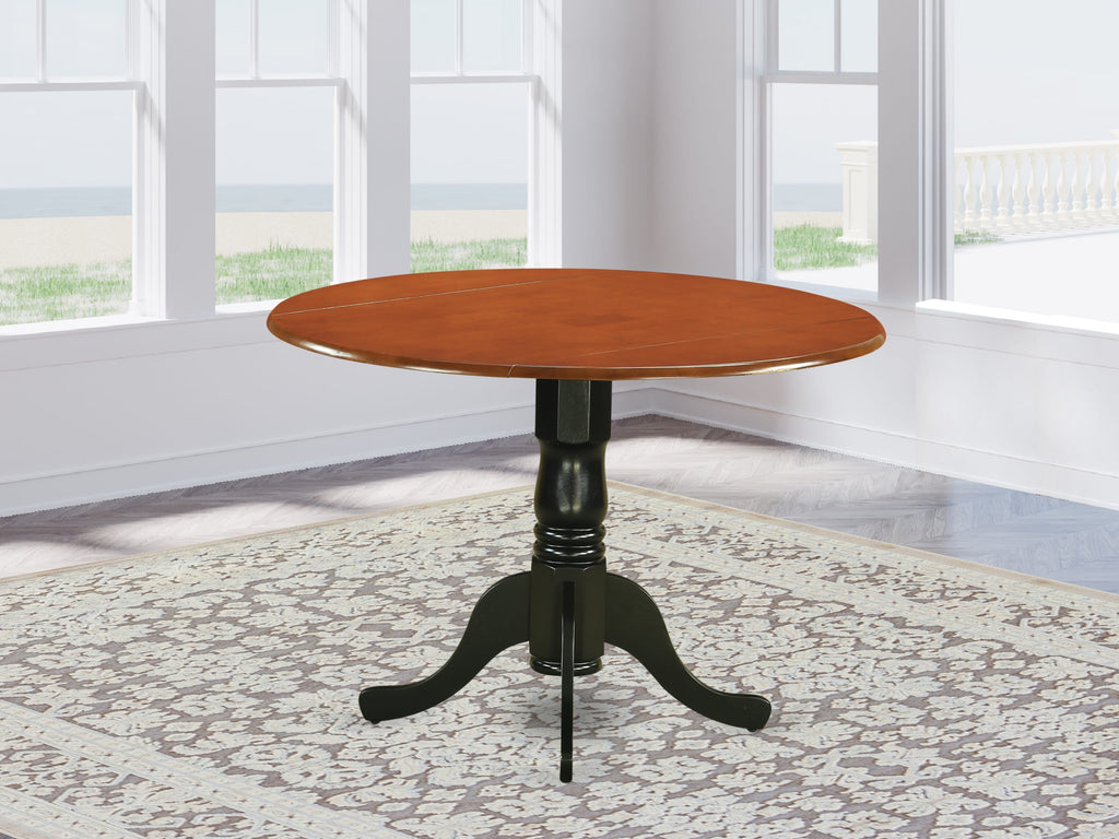 Experience Elegant Dining with DLT-BSN-M9 Round Pedestal Table, 42 Black Cherry Dropleaf Design