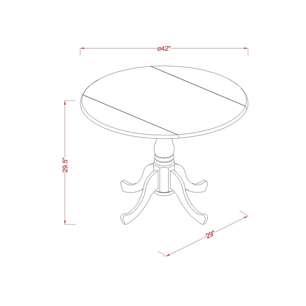 DLT-BF6-GS Modern Round Table with Dropleaf & Pedestal, 42x42 Inch, Matte Black