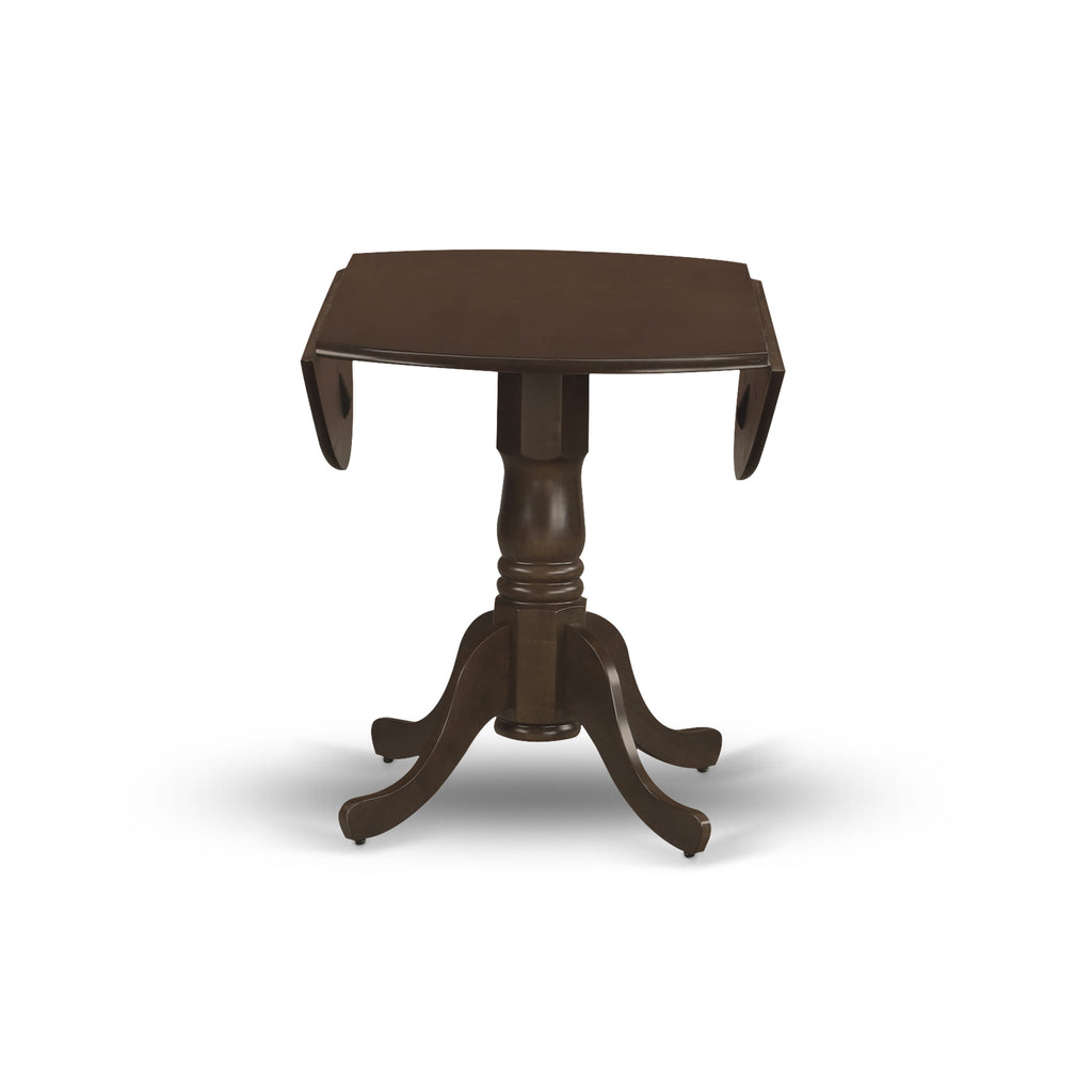 DLT-EZI-W3 Stylish Pedestal Base Table with Dropleaf Design and Round Top, 42x42 Espresso Finish