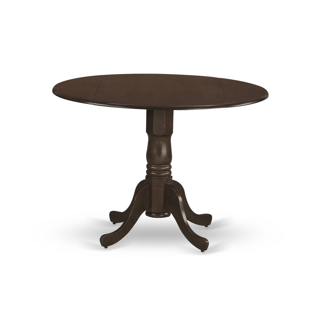 DLT-EZI-W3 Stylish Pedestal Base Table with Dropleaf Design and Round Top, 42x42 Espresso Finish