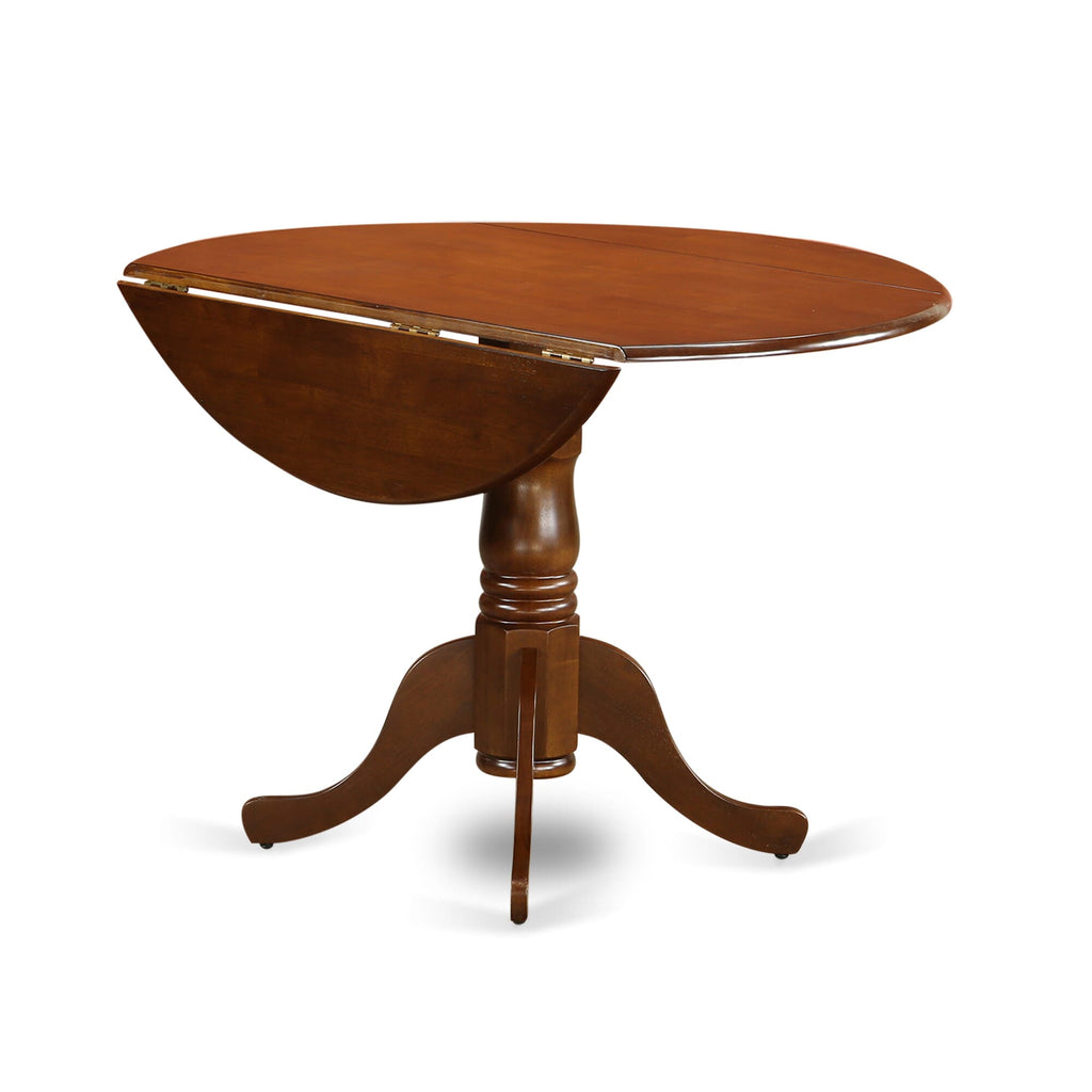 DLT-EZI-W3 Stylish Pedestal Base Table with Dropleaf Design and Round Top, 42x42 Espresso Finish