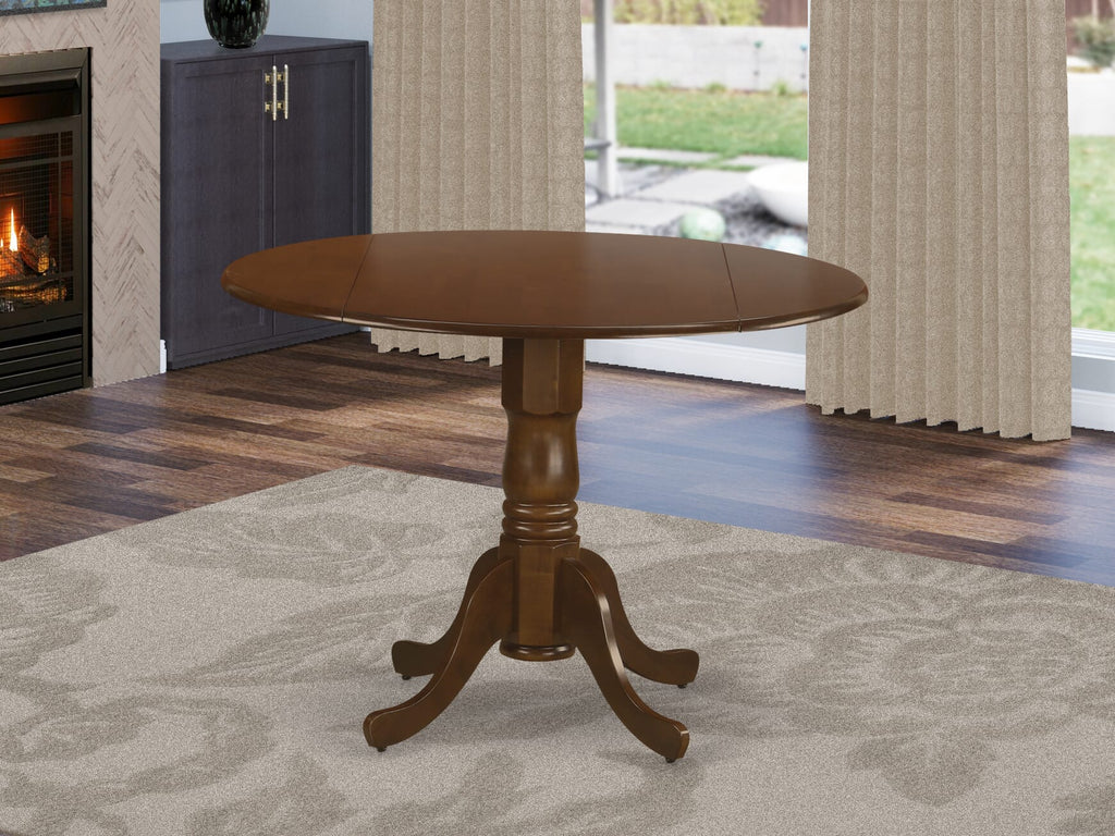 DLT-EZI-W3 Stylish Pedestal Base Table with Dropleaf Design and Round Top, 42x42 Espresso Finish