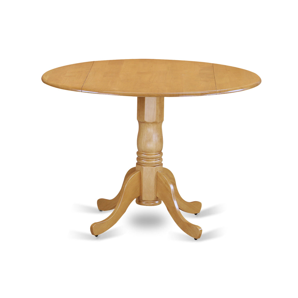 DLNO5-WGH-4 Exquisite Oak Dining Ensemble 5-Piece Round Table and Upholstered Chairs Set with Dropleaf