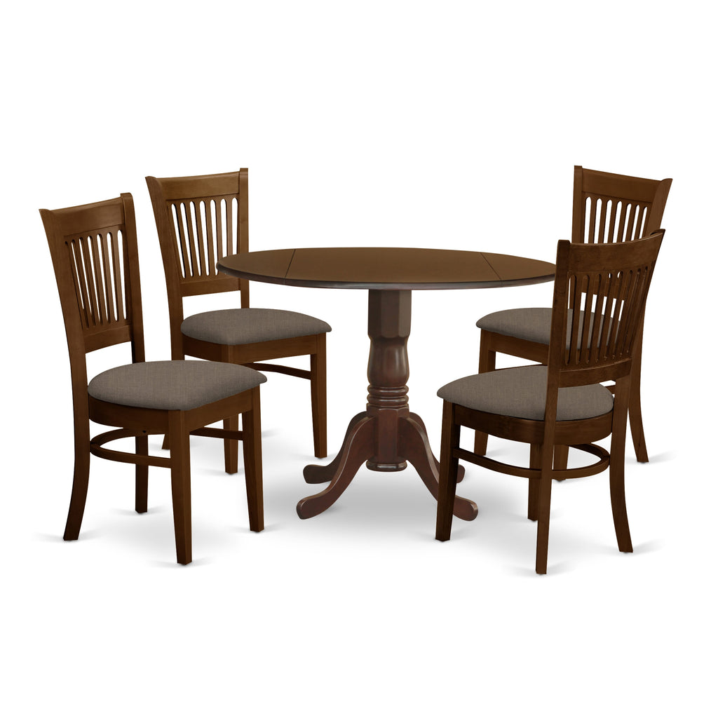 DLVA5 - Velvet Beige Chair Set with Dropleaf Espresso Table, Modern Dining Collection, 5 Piece