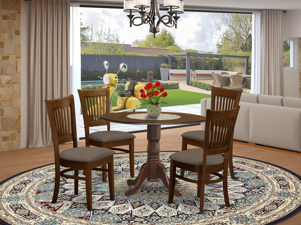 DLVA5 - Velvet Beige Chair Set with Dropleaf Espresso Table, Modern Dining Collection, 5 Piece