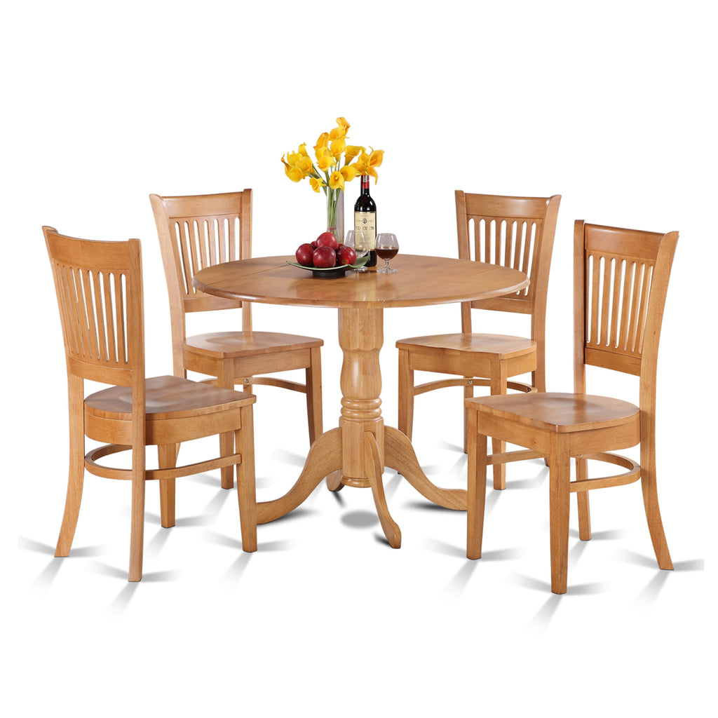 DLVA5-FAV-C 5pc Dining Set with Foldable Round Table & 4 Chairs, 42in Taupe Finish