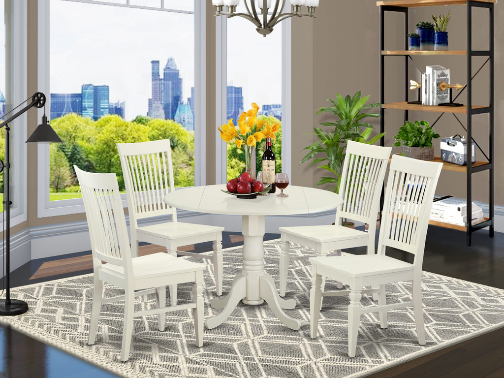 DLWE5-2I2-X Quintet Dining Ensemble with Circular Table and Chairs Set, 42 Linen Finish