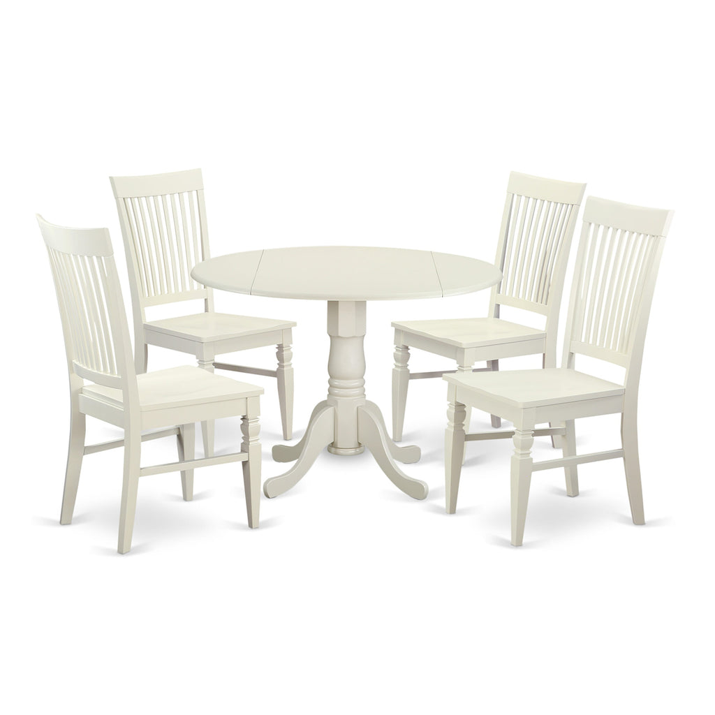 DLWE5-2I2-X Quintet Dining Ensemble with Circular Table and Chairs Set, 42 Linen Finish