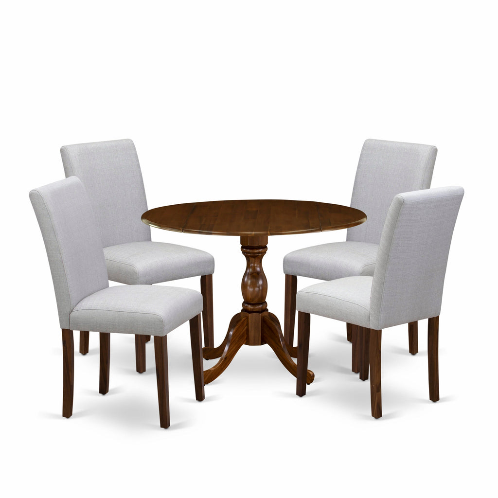 Redesigned  DMAB5-ISY-BE 5Pc Dining Ensemble with 42 Circular Dining Table & Four Cushioned Chairs - Elegant Walnut Tone