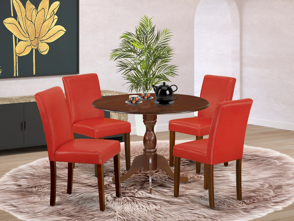 Rustic 5-Piece Set DMAB5-Q03-FQ Dropleaf Table and Firebrick Red Chairs