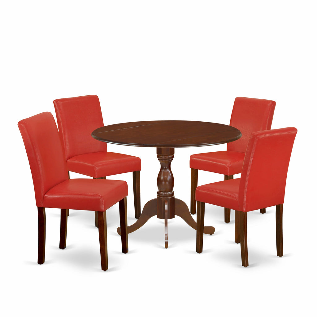 Rustic 5-Piece Set DMAB5-Q03-FQ Dropleaf Table and Firebrick Red Chairs