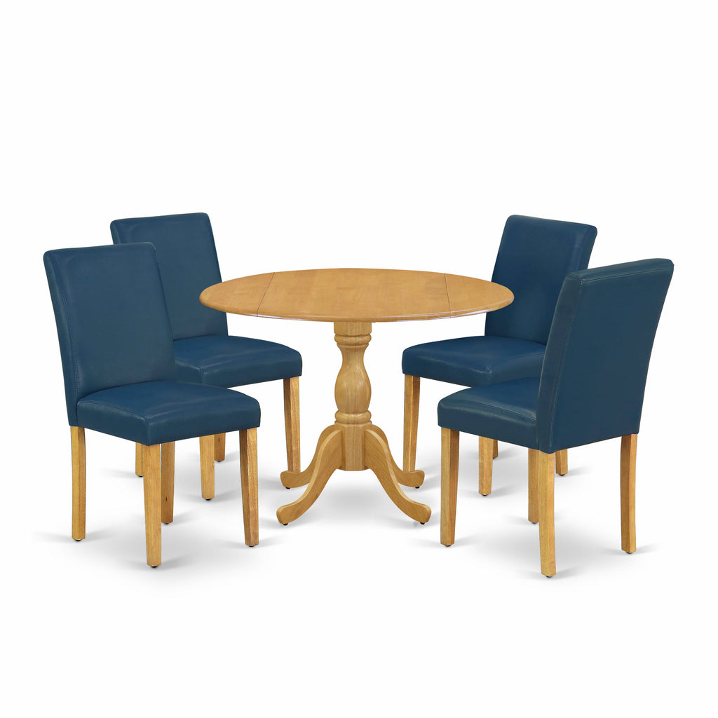 DMAB5-NXU-PX Set 5-Piece Dining Arrangement with Dropleaf Table and Oasis Blue Chairs