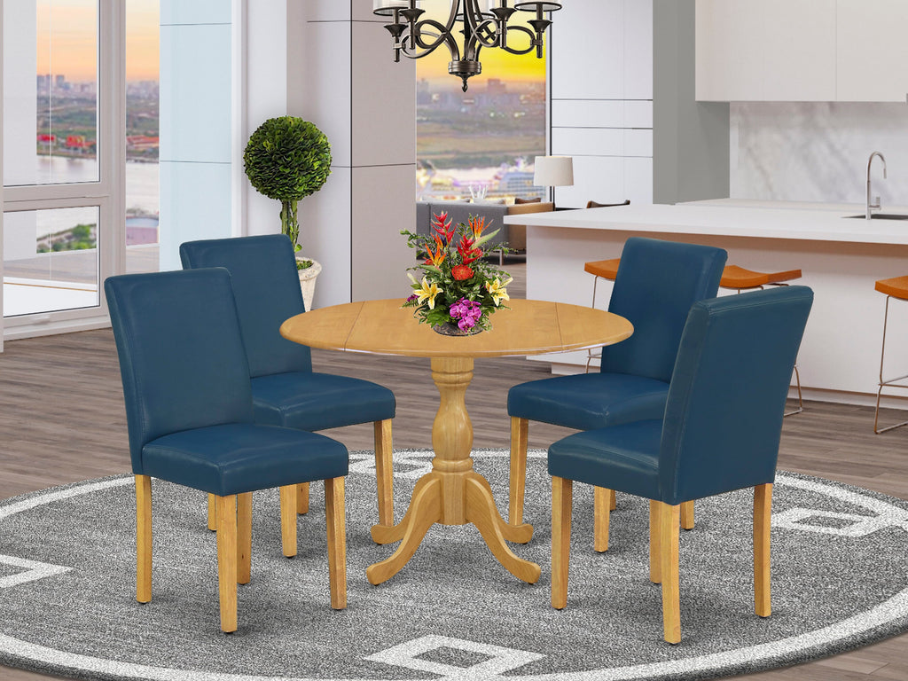DMAB5-NXU-PX Set 5-Piece Dining Arrangement with Dropleaf Table and Oasis Blue Chairs