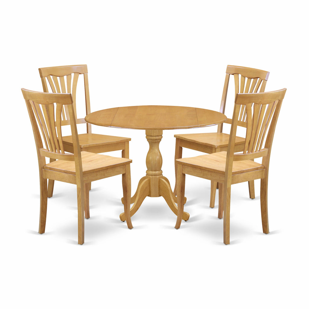Dinner Collection DMAV5-AZV-Z Round Table Set with Drop Leaf & 4 Dining Chairs for Cozy Meals