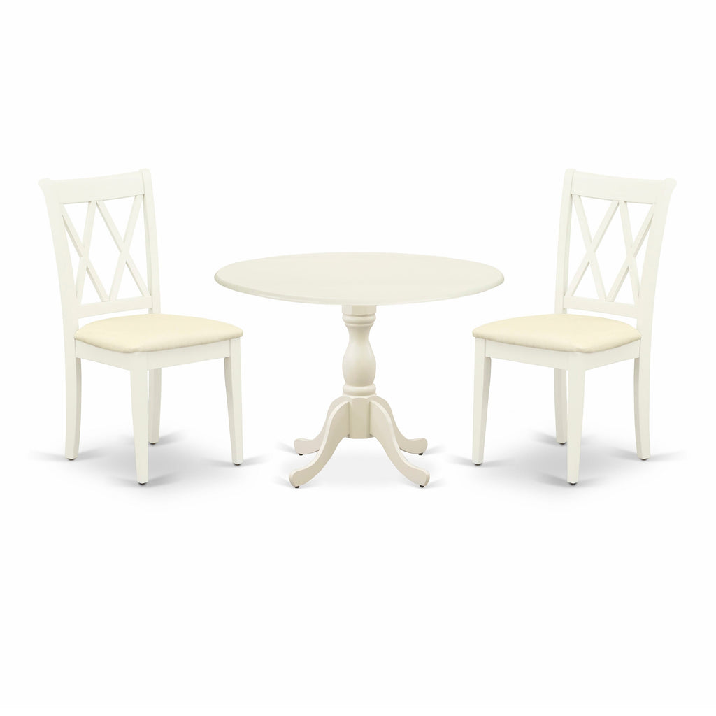 Compact 3-Piece Kitchen Set DMCL3-I43-5 Dropleaf Table & Linen White Chairs
