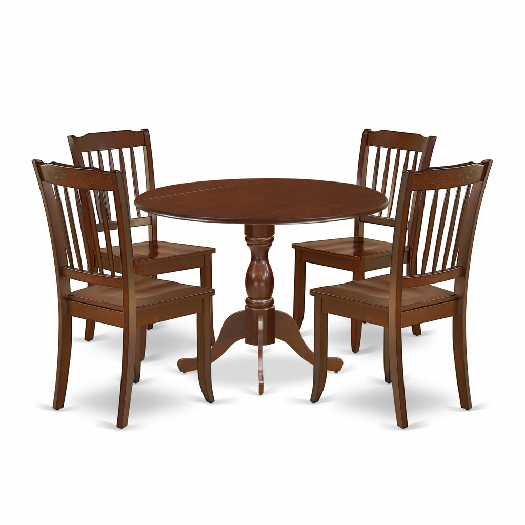 DMDA5-OPL-L 5-Piece Dining Ensemble with Foldable Table and Four Chairs in Opulent Finish