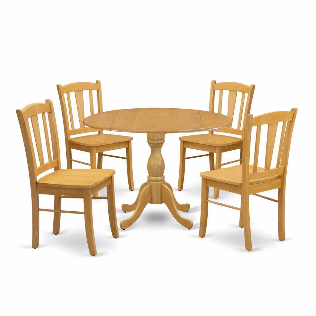 Looking for DMDL5-89P-Q? Discover this 42 Round Oak Dining Table Set with 4 Stylish Chairs