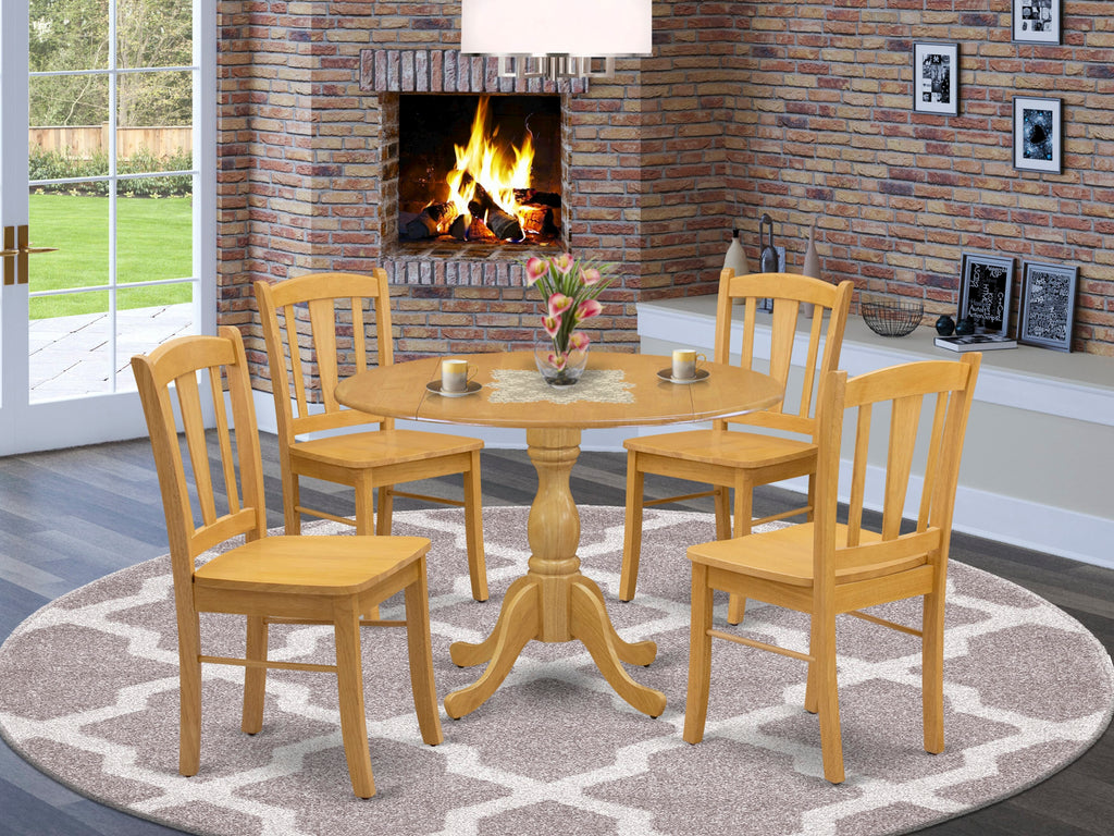 Looking for DMDL5-89P-Q? Discover this 42 Round Oak Dining Table Set with 4 Stylish Chairs