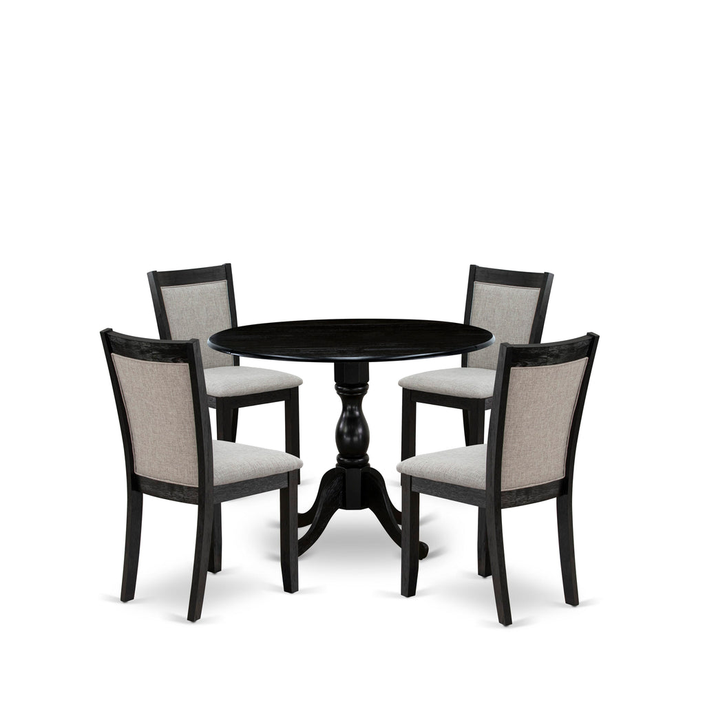 DMMZ5-OYA-N8 5-Piece Set Compact Round Dining Table & Shitake Parson Chairs for Cozy Dining Areas