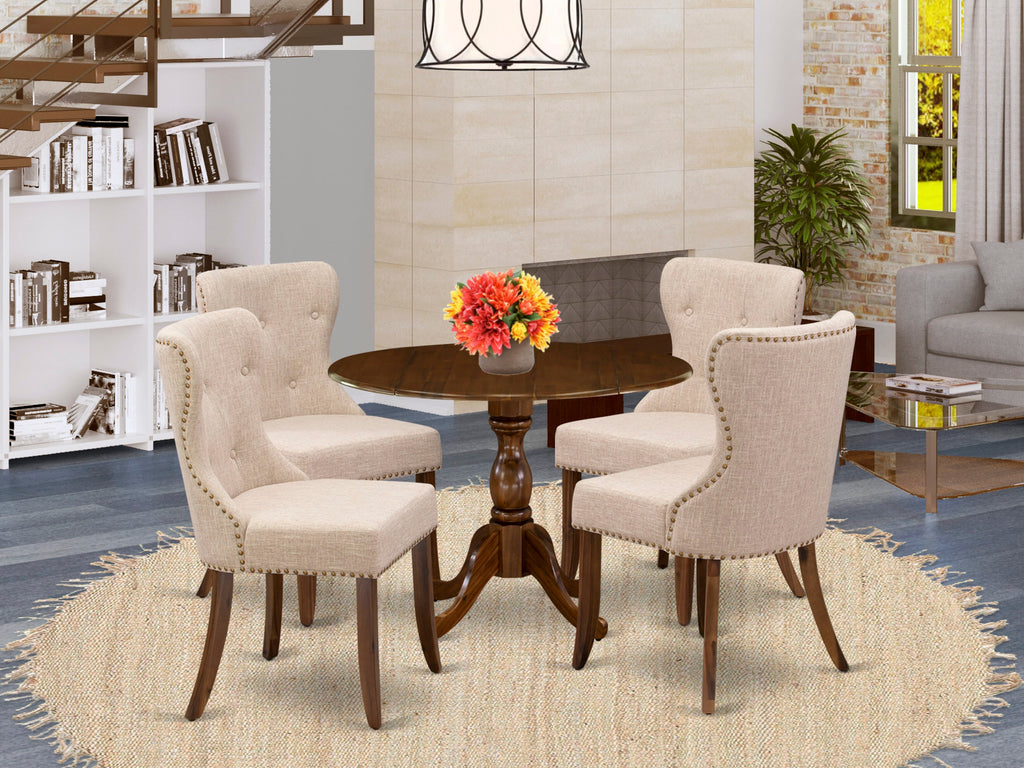 DMSI5-3CS-SU Dynamic 5-Piece Set - Circular Table & 4 Sophisticated Chairs in Vintage Walnut Tint