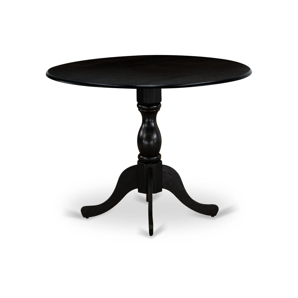 DMVA3-TIN-L 3-Piece Dining Ensemble with Round Table and Linen Upholstered Chairs, 42x42 Inch, Elegant Black