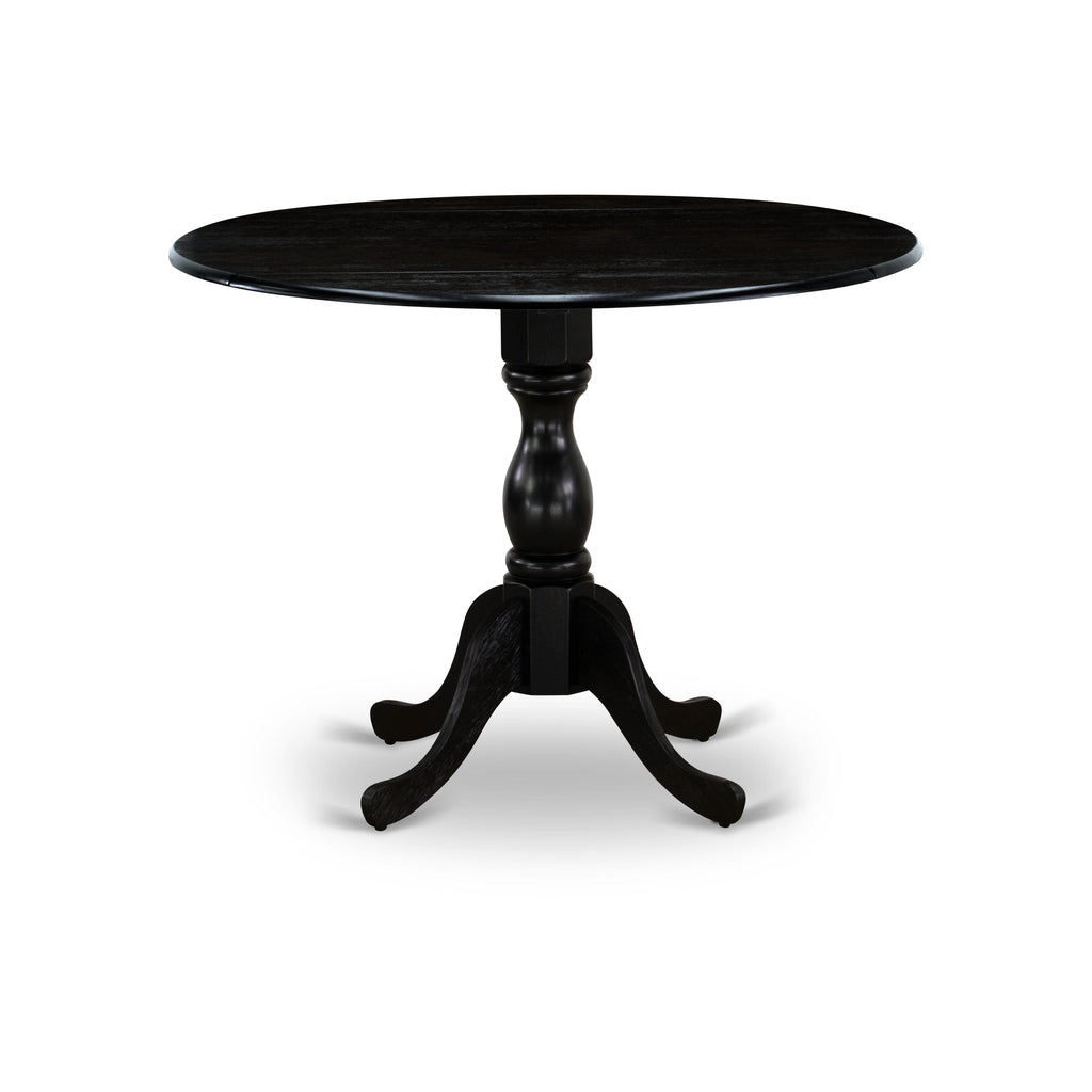 DMSI3-ULR-99 Compact Dining Set Dropleaf Table with Linen Parson Chairs in Wirebrushed Black, 42