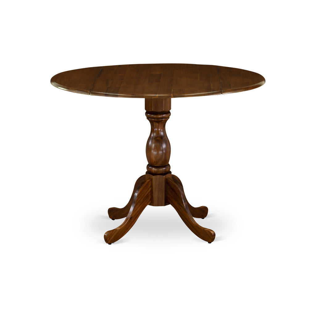 DMLA3-975-JQ 3-Piece Dining Set with Walnut Drop Leaf Table & Grey Linen Chairs, 42-Inch