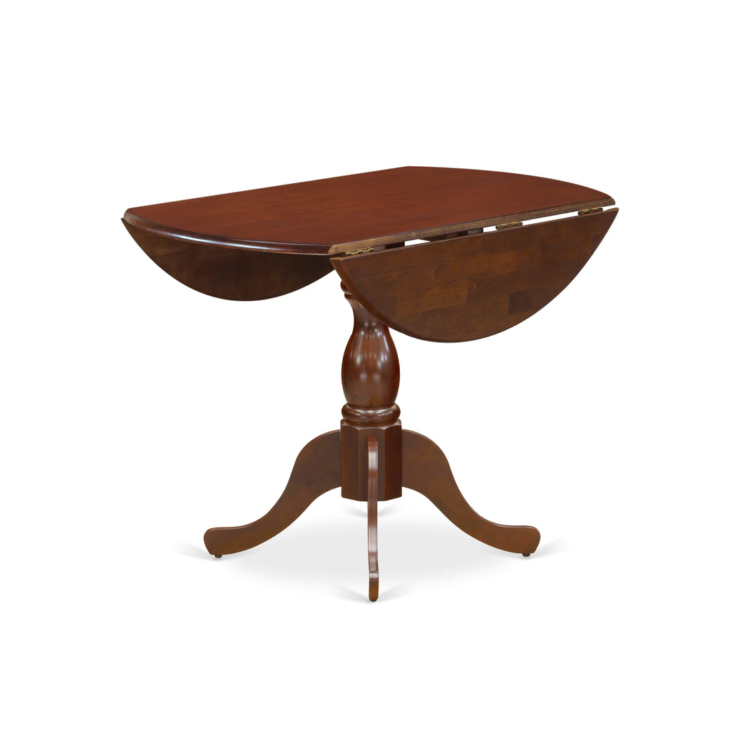 Elegant DMNF3-HI1-0 3-Piece Set Compact Dining Table with Dropleaf & Two Chairs, Mahogany Finish