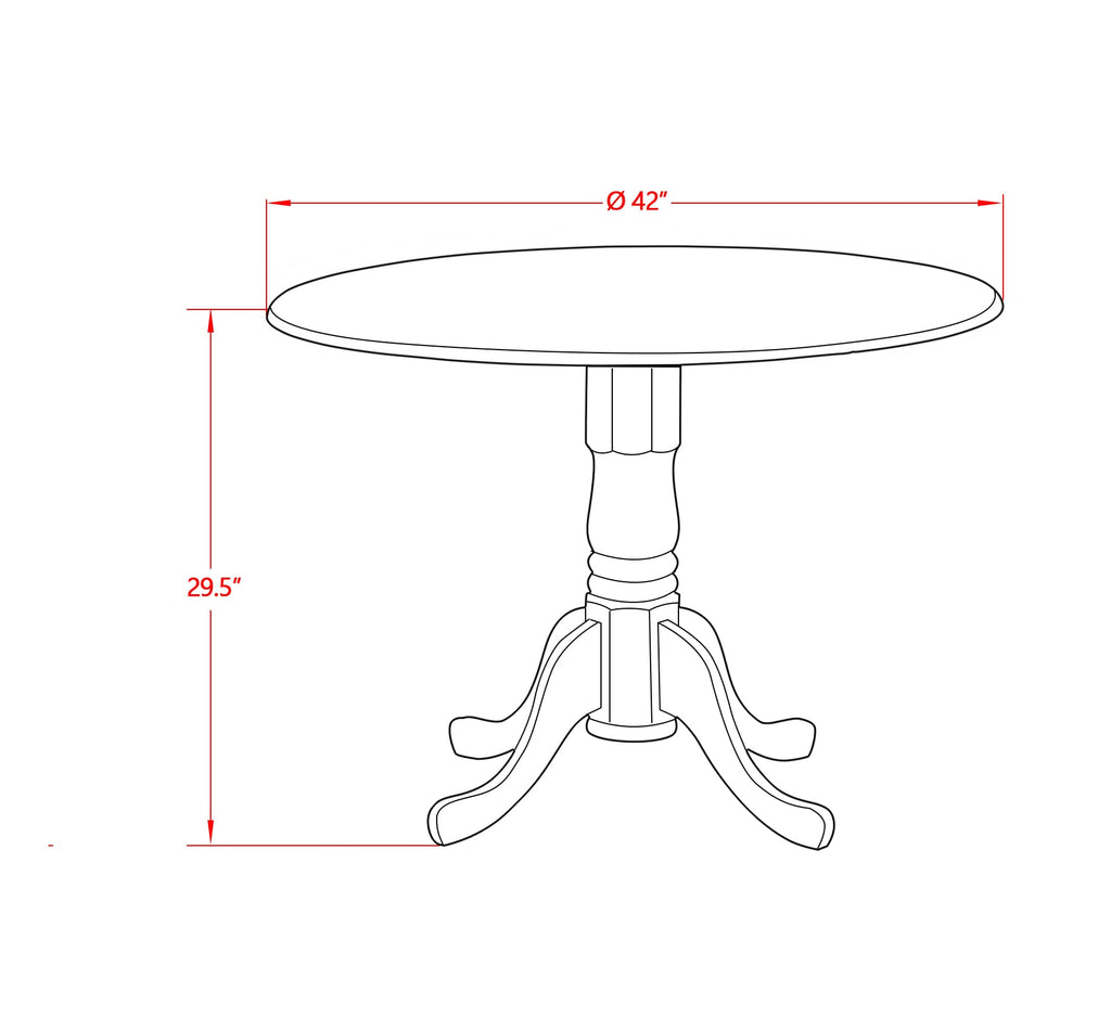 DMNF5-5HJ-D 5 Pc Dining Set with Round Table & Drop Leaf plus 4 Upholstered Chairs, 42 Inch Oak