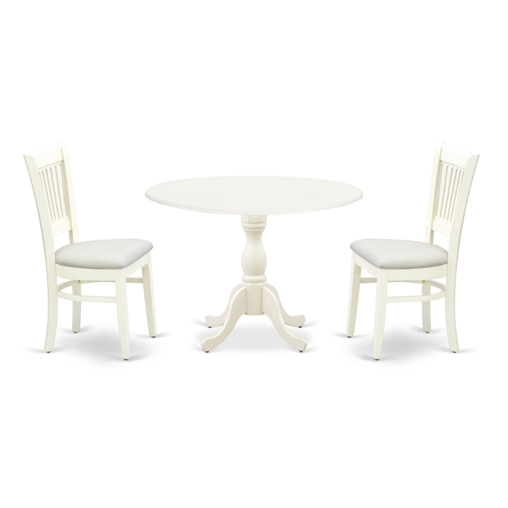 Stylish Dining Set DMVA3-JXN-A Compact Round Table & Linen Chairs