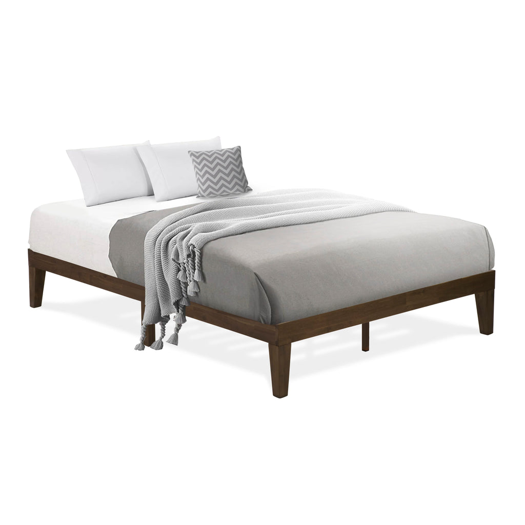 DNP-2U-4 Platform Queen Bed Frame with Sturdy Legs in Rich Walnut Shade