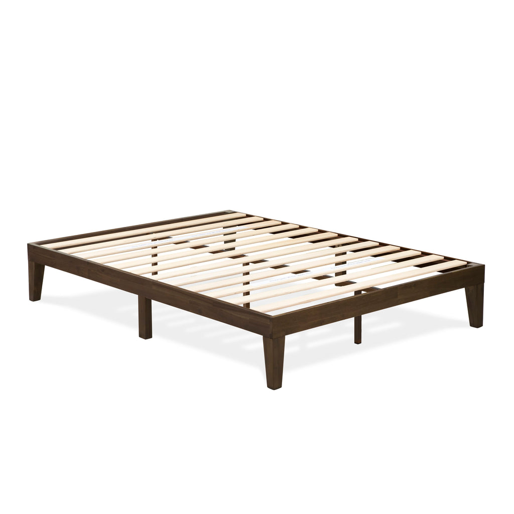 DNP-2U-4 Platform Queen Bed Frame with Sturdy Legs in Rich Walnut Shade