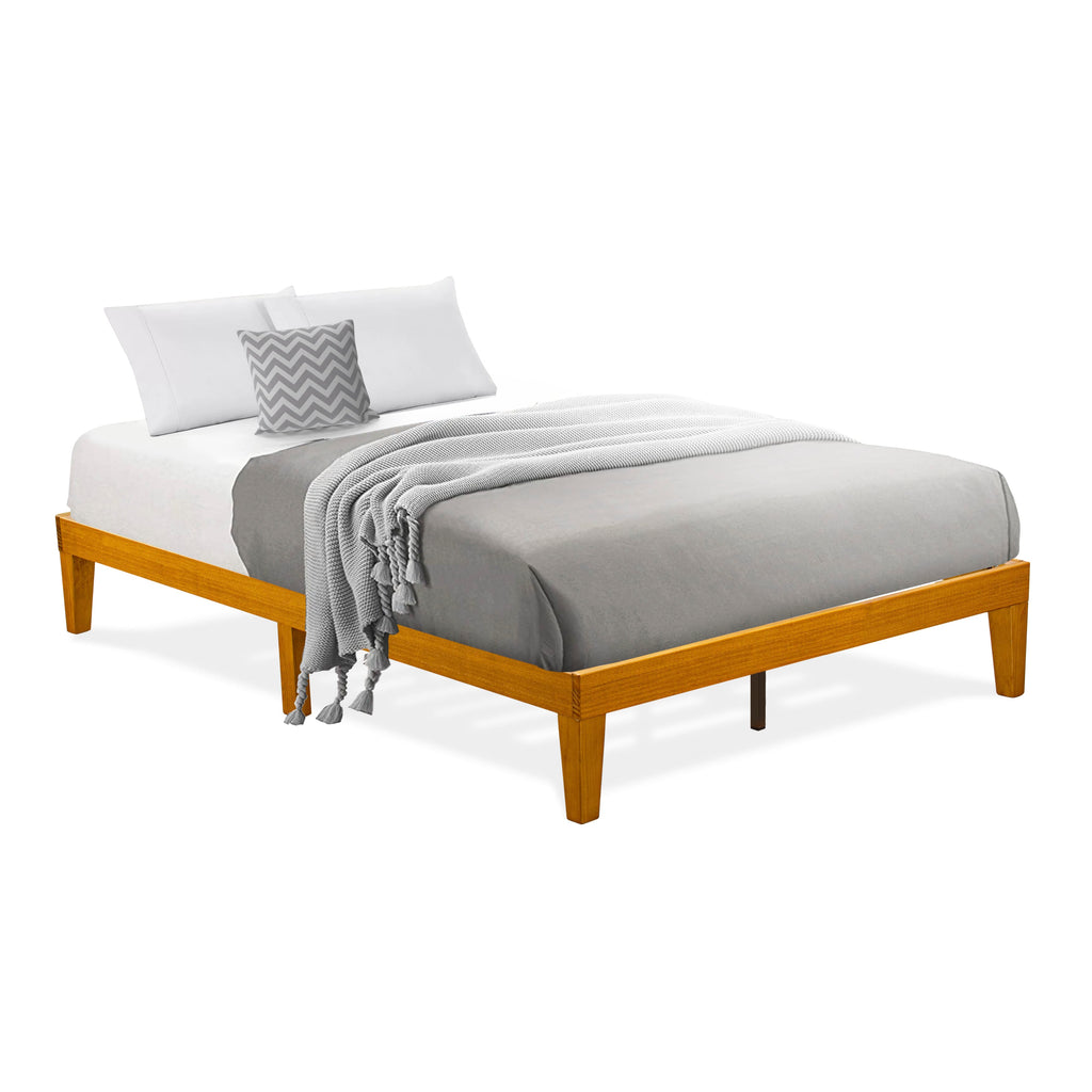 Full Size Oak Bed Frame DNP-2E-4 with Solid Wood and Extra Center Support