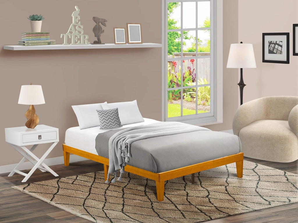 Full Size Oak Bed Frame DNP-2E-4 with Solid Wood and Extra Center Support