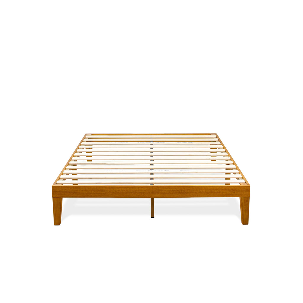 DNP-2V-8 Oak Finish Queen Bed Base with Sturdy Legs and Extra Supports for Enhanced Stability