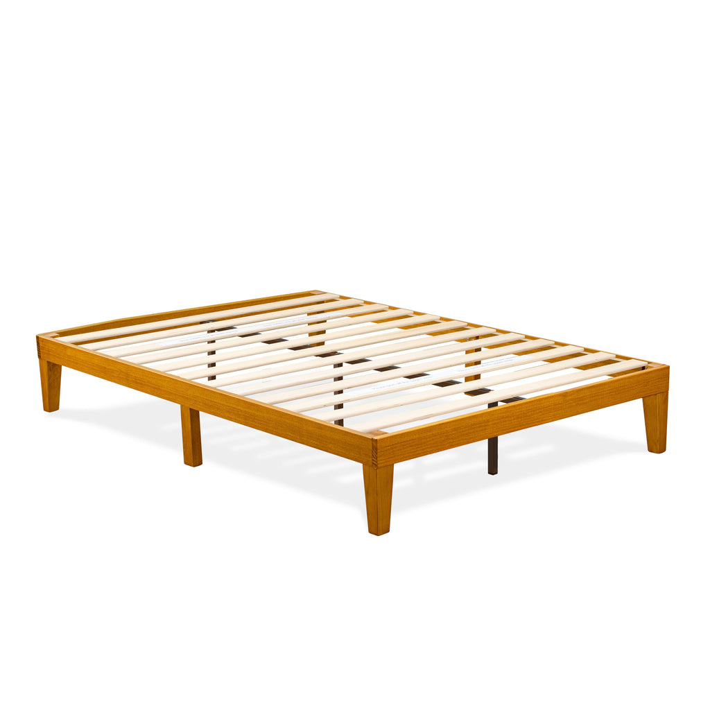 DNP-2V-8 Oak Finish Queen Bed Base with Sturdy Legs and Extra Supports for Enhanced Stability