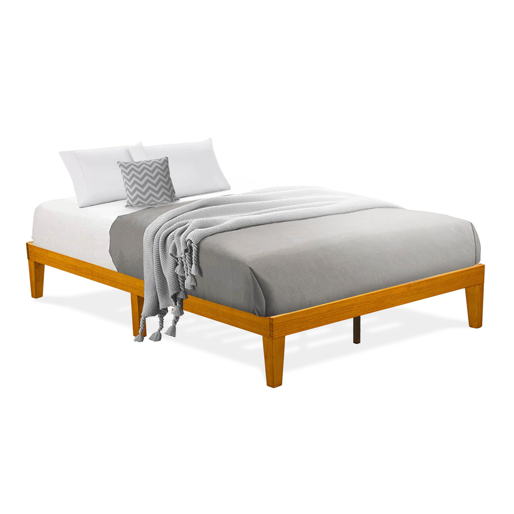 DNP-2V-8 Oak Finish Queen Bed Base with Sturdy Legs and Extra Supports for Enhanced Stability