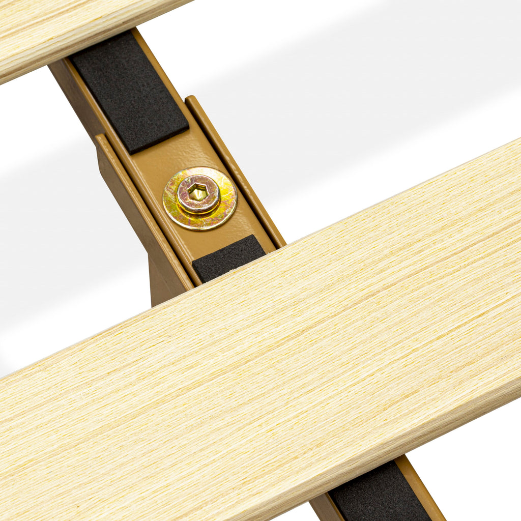 DNP-2V-8 Oak Finish Queen Bed Base with Sturdy Legs and Extra Supports for Enhanced Stability