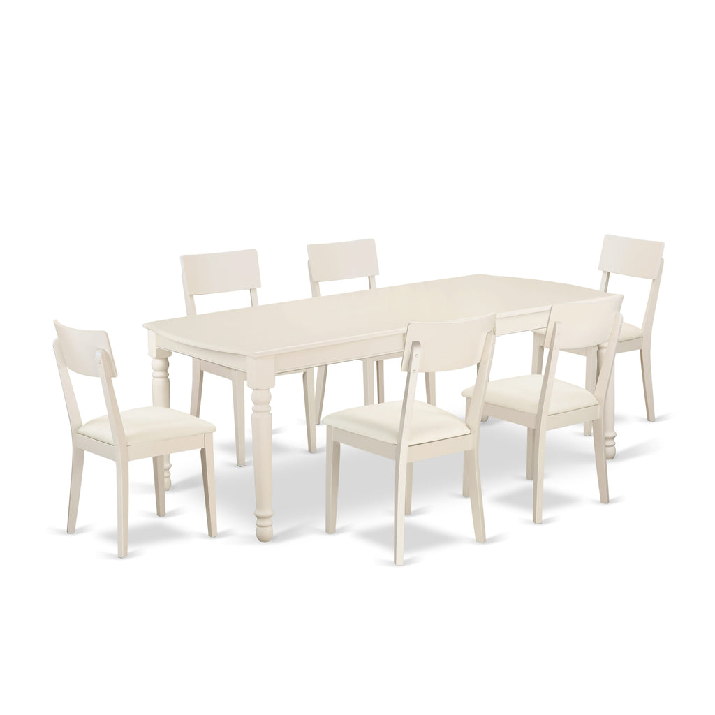 DOAD7-ZY1-KX Stylish 7-Piece Dining Ensemble with Extendable Table & 6 Luxurious Chairs, Elegant White Finish