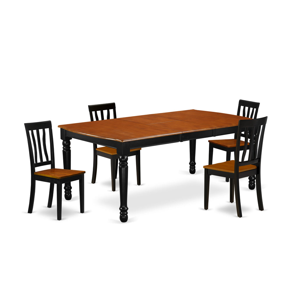 Elegance DOAN5-FBD-8 5 Piece Dining Set for Four Butterfly Leaf Table & Dinette Chairs, 42x78