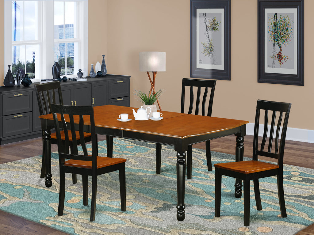 Elegance DOAN5-FBD-8 5 Piece Dining Set for Four Butterfly Leaf Table & Dinette Chairs, 42x78
