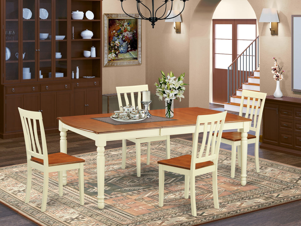 DOAN5-7AT-I Elegant Dining Ensemble 5-Piece Set with Extendable Table & Chairs in Buttermilk & Cherry